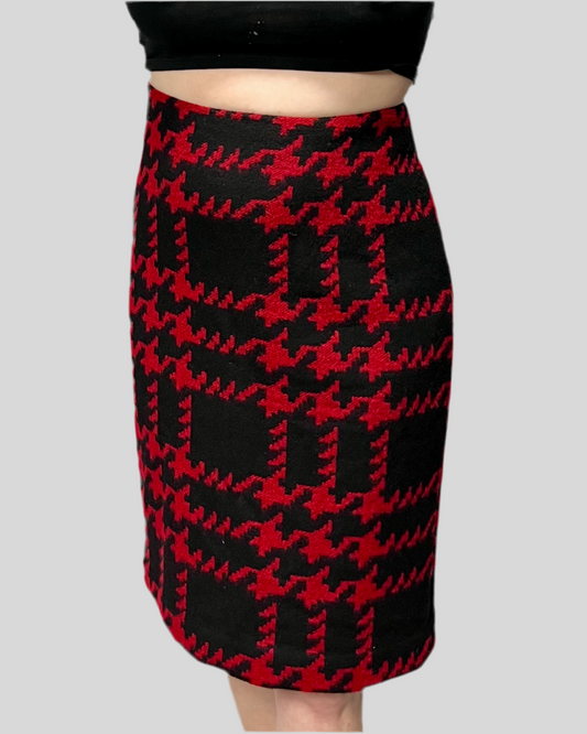Black & Red Houndstooth Skirt