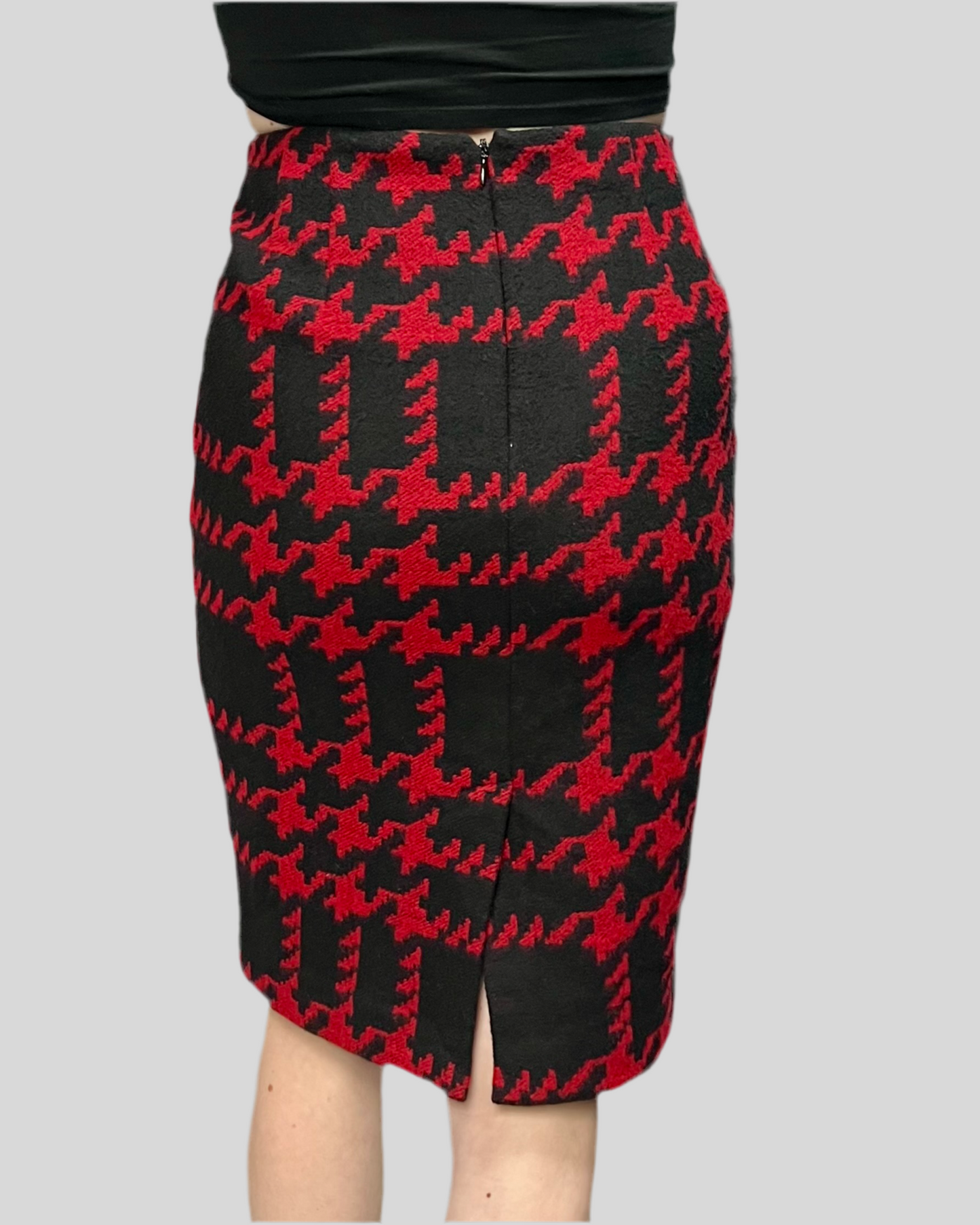 Black & Red Houndstooth Skirt